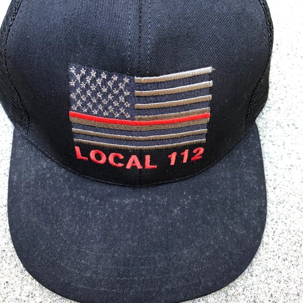 THE CALVERT COMPANY Local 112 Snapback Hat Trucker Cap Black USA Flag One Size - Picture 2 of 6